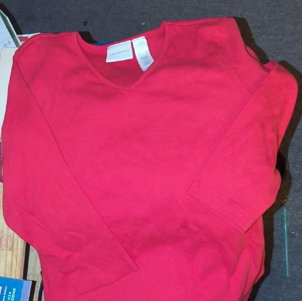 Liz Claiborne Vibrant Red Ribbed Top